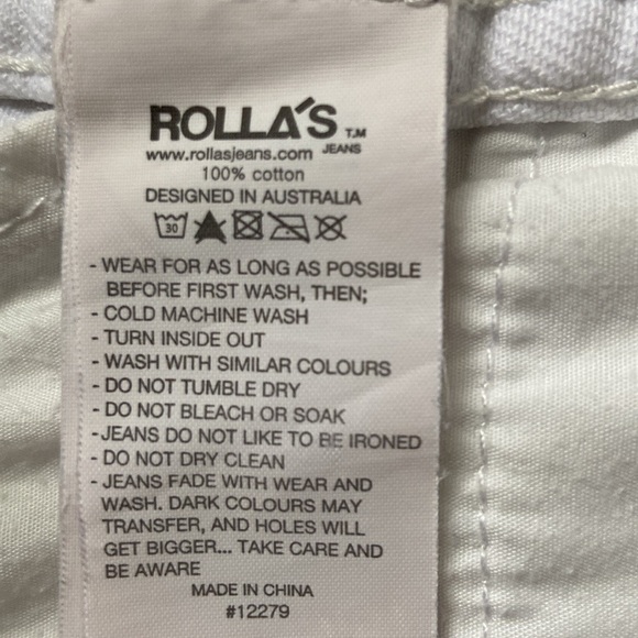 Rolla’s Original Cut Off High Waist Denim Jean Shorts White 25 - Picture 6 of 16